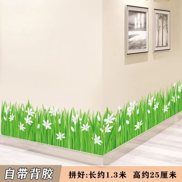 Self Adhesive corner green grass stickers - Image 3