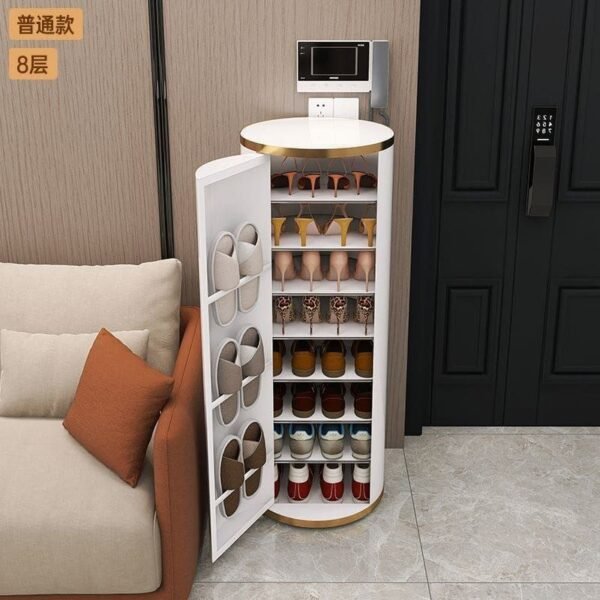 Ultra-thin rotating new steel personality standing light luxury 360-degree circular round barrel shoe cabinet at the door.120CM